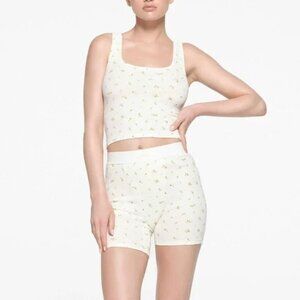 Skims Cotton Rib PJ Set in Marigold Rosebud